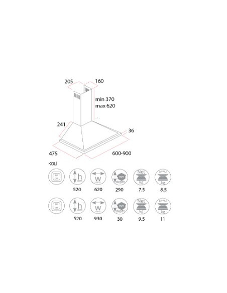 HOTTE PYRAMIDE NEXUS 60 CM