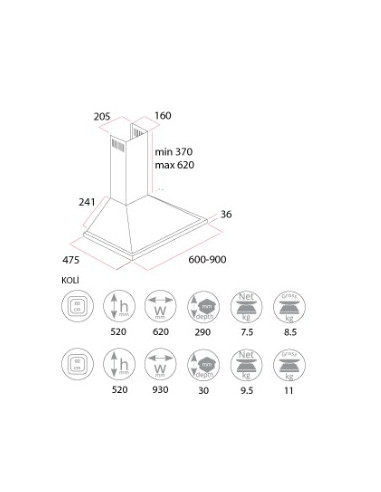 HOTTE PYRAMIDE NEXUS 90 CM